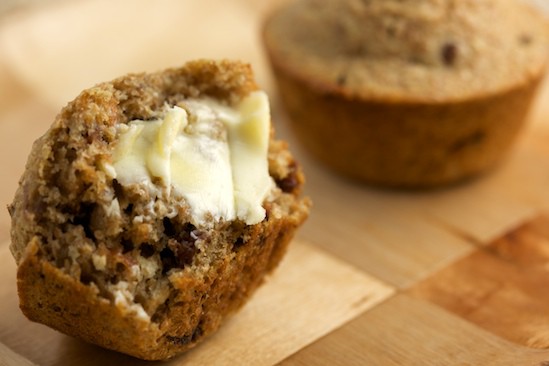 Cherry Pecan Bran Muffin with Butter