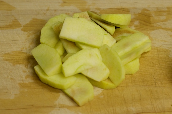 And now you've peeled, cored, and sliced one apple. Only a few more to go!