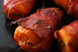 Stuffed Sweet Potatoes Wrapped in Prosciutto