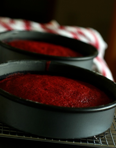 Red Velvet Cake Cooling in Pans | pinchmysalt.com