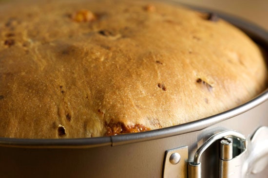 Casatiello Bread inside a Springform Pan