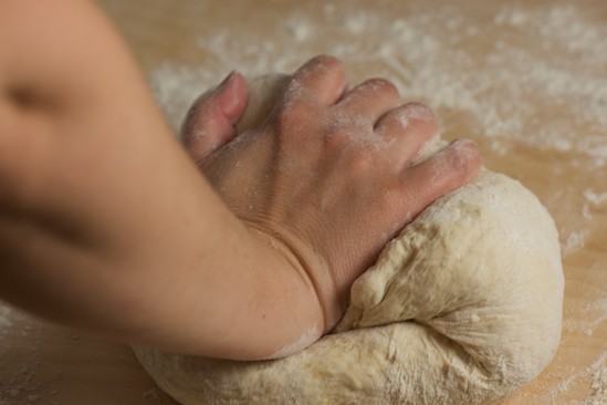 Kneading the Bagel Dough