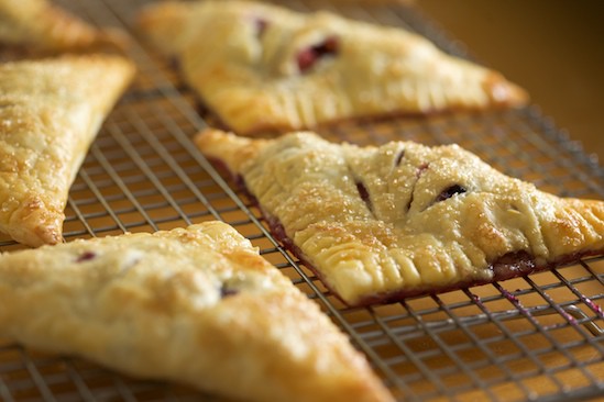 Rhubarb Blueberry Turnovers on Cooling Rack