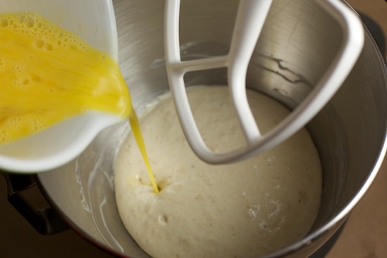 Adding Eggs to Brioche Sponge