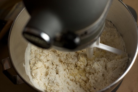 Blending Flour into Brioche Dough
