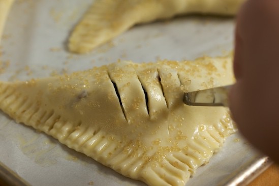 Cutting Slits in Rhubarb Blueberry Turnovers
