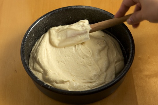 Smoothing the top of the Buttermilk Cake Batter