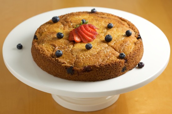 Blueberry Buttermilk Cake with Strawberries