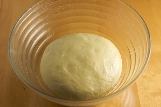 Challah dough after bulk fermentation