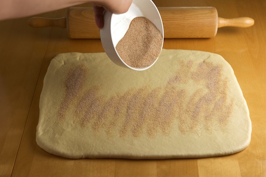 Sprinkle Dough with Cinnamon and Sugar Mixture