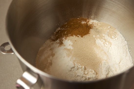 Dry Ingredients for Cinnamon Raisin Walnut Bread