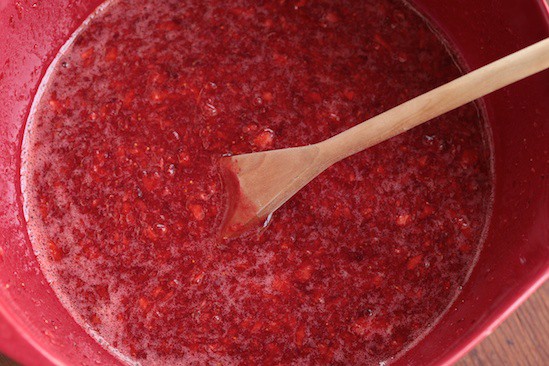 Mixing Strawberry Freezer Jam