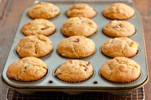 Nectarine Muffins in a Muffin tin
