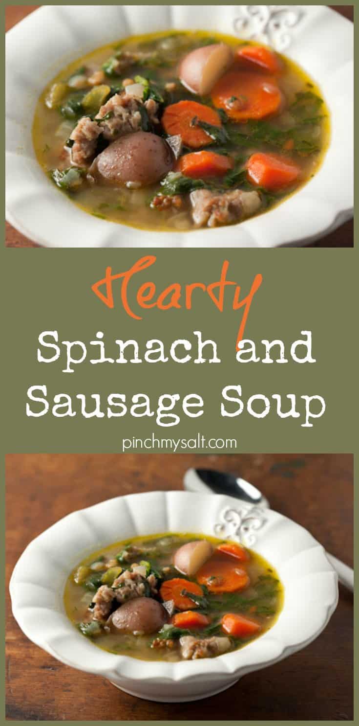 Hearty Spinach and Sausage Soup | pinchmysalt.com