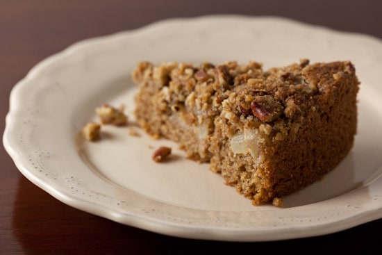Sour Cream Pear Cake with Pecan Streusel Topping