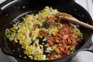Leeks, bacon, and thyme