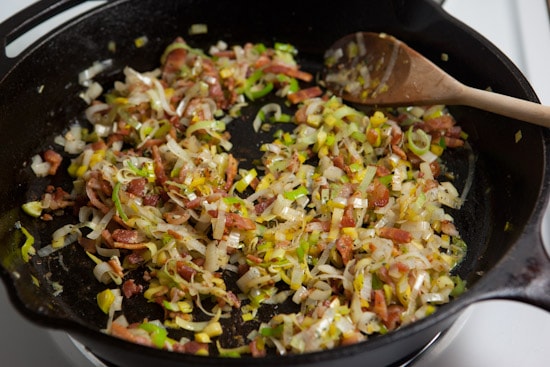 Leeks, bacon, and thyme