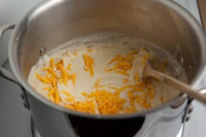Stirring in cheese