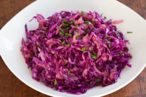 Warm Red Cabbage Slaw with Caraway Seeds