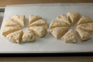 Unbaked Scones on Parchment Paper
