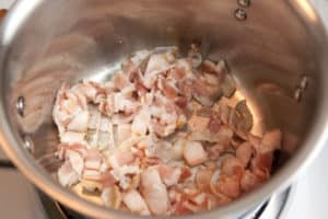 Bacon cooking for Loaded Cream of Cauliflower Soup