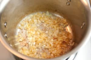 Onions Cooking for Loaded Cream of Cauliflower Soup