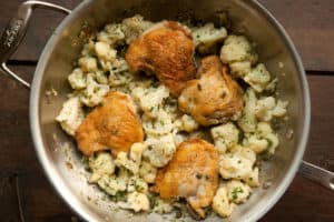 Roasted Chicken Thighs and Cauliflower with Capers