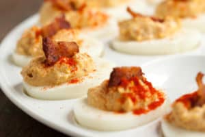 Chipotle Bacon Deviled Eggs with Smoked Paprika