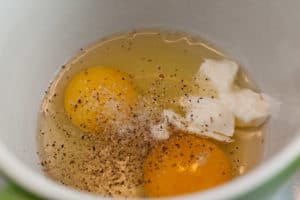 Eggs, sour cream, salt, and pepper