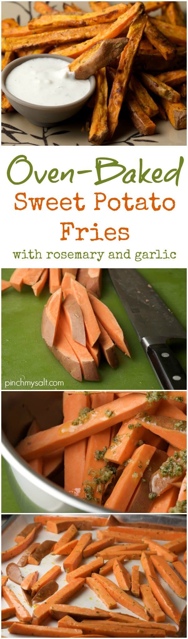 Oven-Baked Sweet Potato Fries with Garlic and Rosemary | pinchmysalt.com