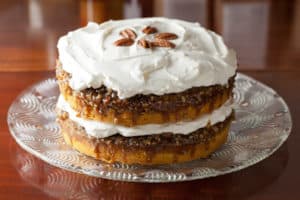 Pumpkin Praline Cake with Whipped Cream Cheese Frosting