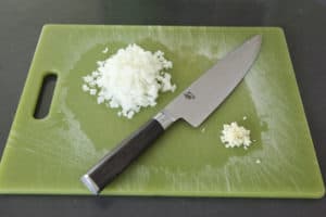 Minced onion and garlic