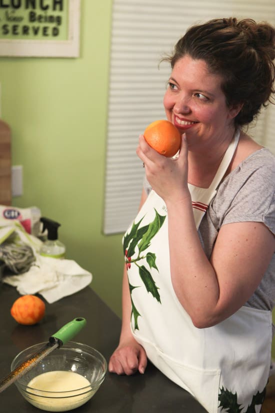 Nicole zesting an orange