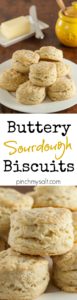 These quick, easy, and buttery sourdough biscuits are the perfect way to use up some sourdough discard when feeding your sourdough starter. | pinchmysalt.com