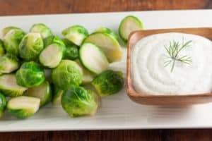 Steamed Brussels Sprouts with Dill Dip | pinchmysalt.com